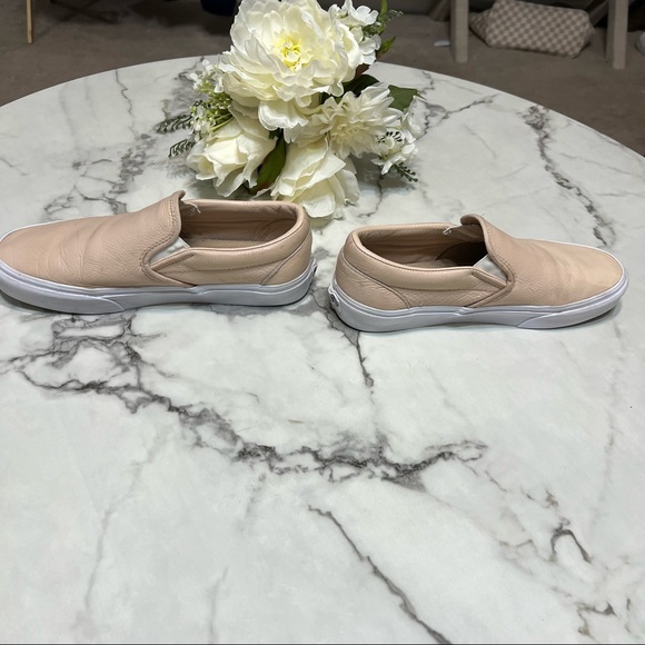 Vans Pink Leather Slip Ons - Picture 6 of 8